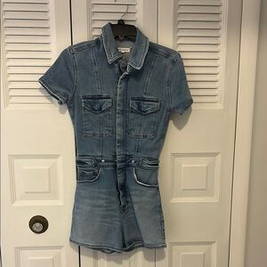 Good American Denim Short Sleeve Jumpsuit